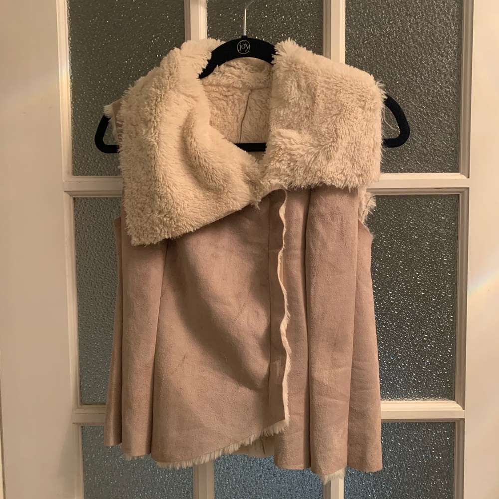 Women's Cream Shearling Vest
